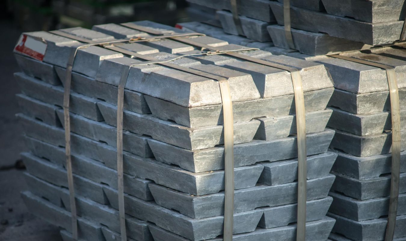 Palletized lead ingots ready for shipment